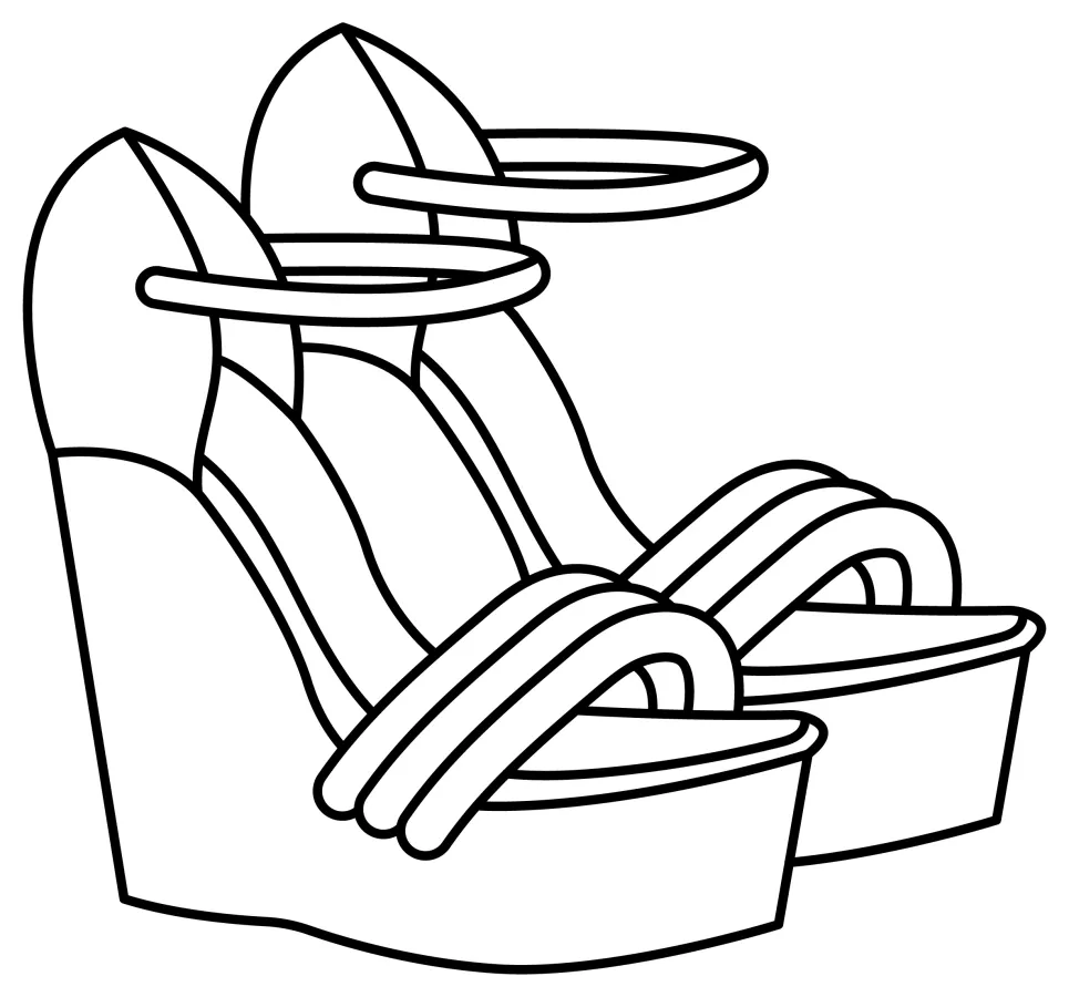 Stylish Wedge Sandals with Ankle Wrap 👢👠👣 Coloring Page