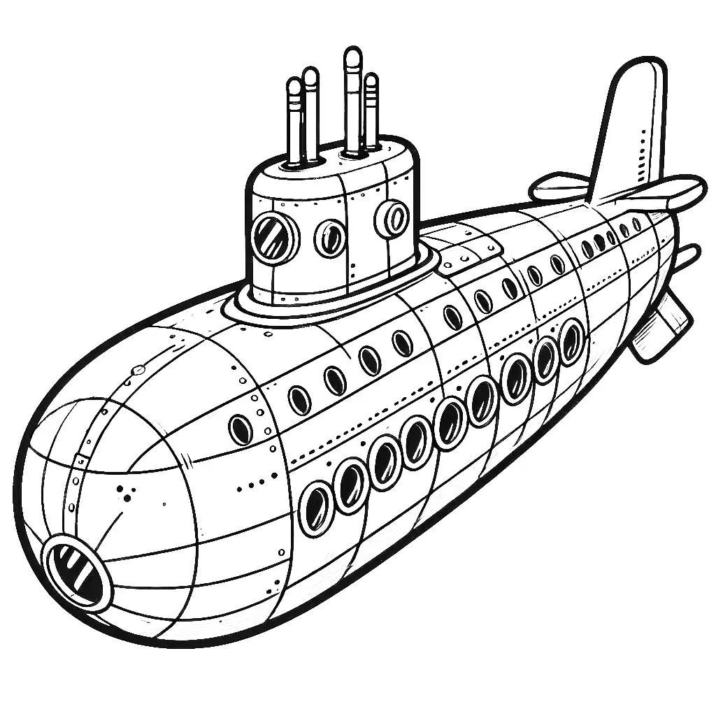 Submarine Boat 🛥️🌊🔍 Coloring Page