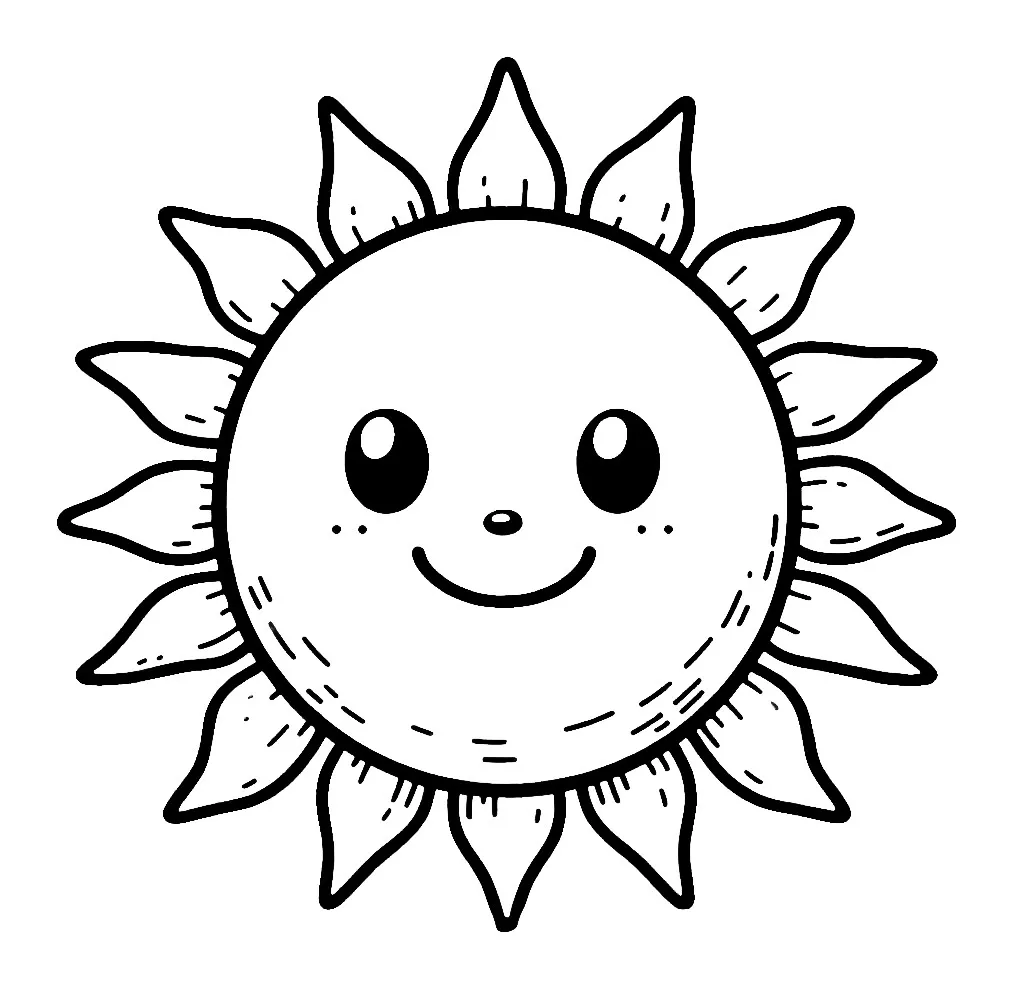 Sun Shining Happy ☀️😊🌞 Coloring Page