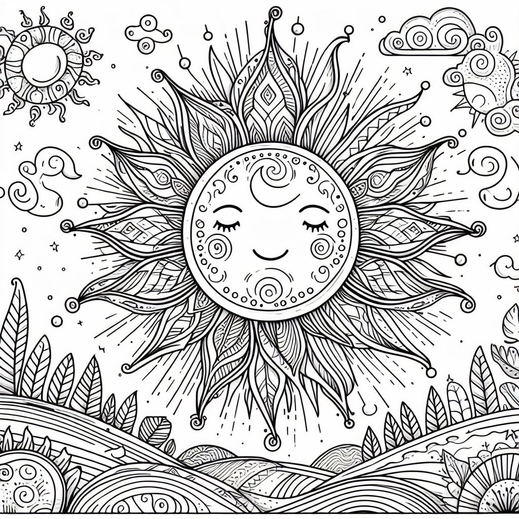 Sun Fantasy ☀️🌟 Coloring Page