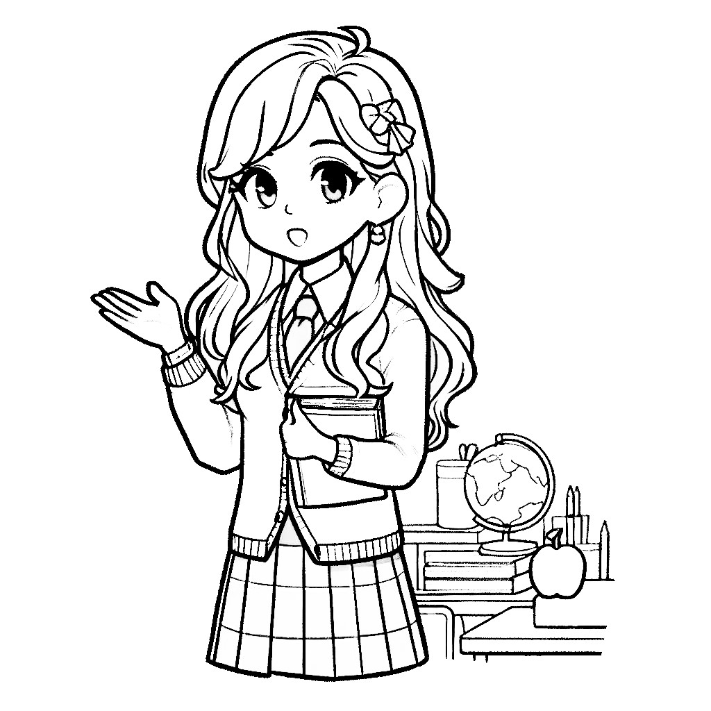 Teacher in Explaining while Holding a Book 📚👨‍🏫😊 Coloring Page