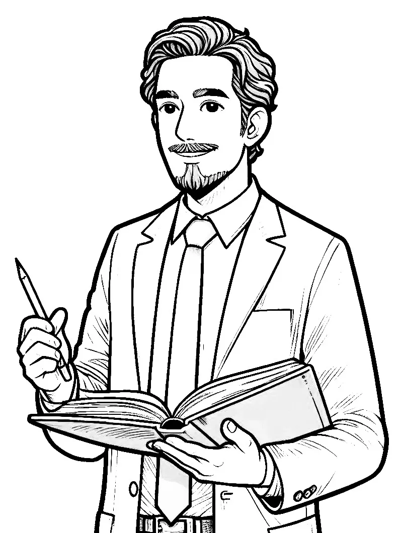 Teacher Lecturing 🎓📚👨‍🏫 Coloring Page