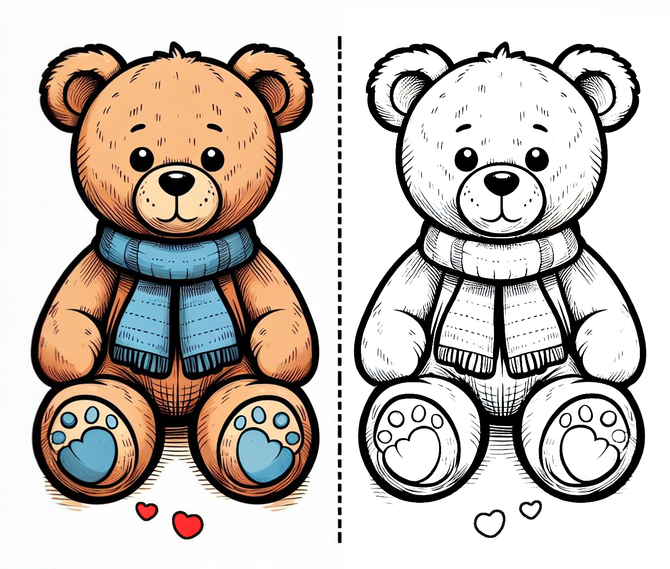 Cute Teddy Bear with Blue Scarf 🧸🧣 Coloring Page