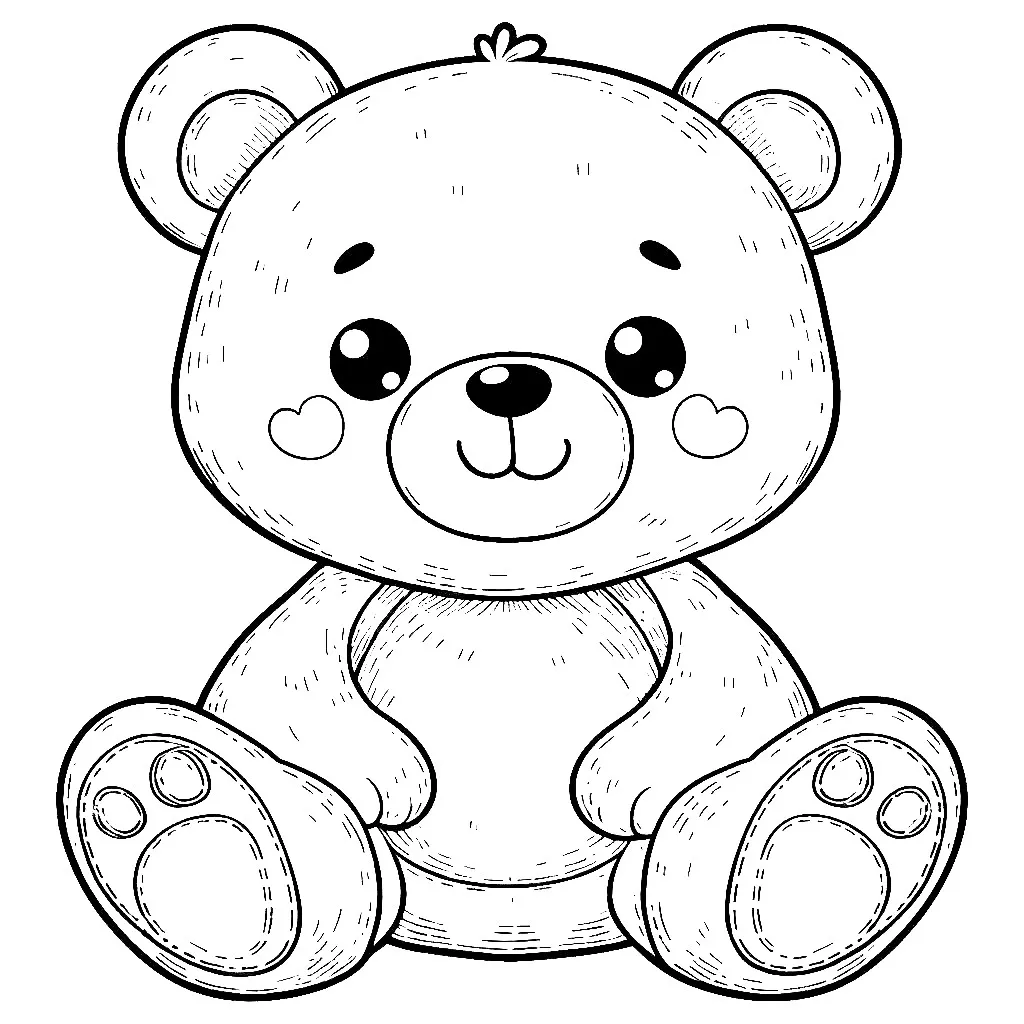 Cute Teddy Bear 🧸 Coloring Page
