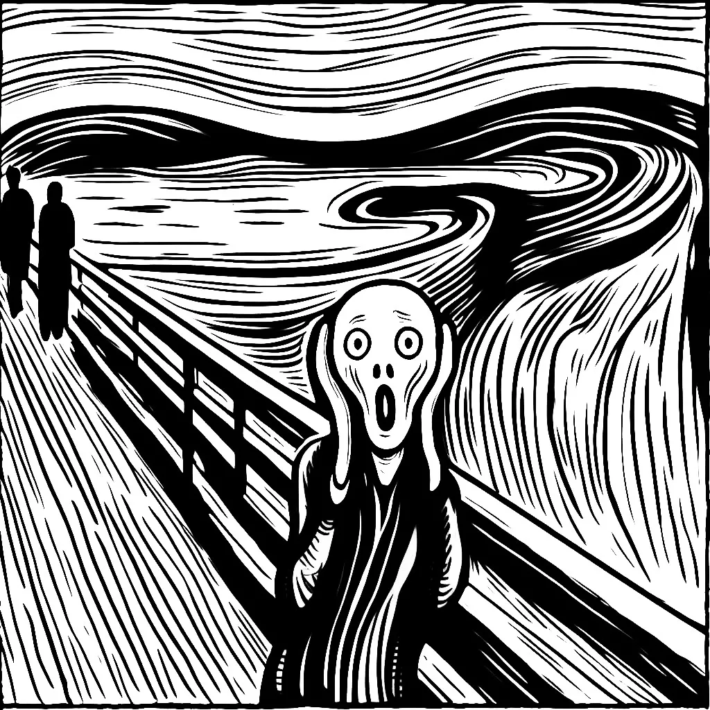 The Scream by Edvard Munch 🎨😱 Coloring Page