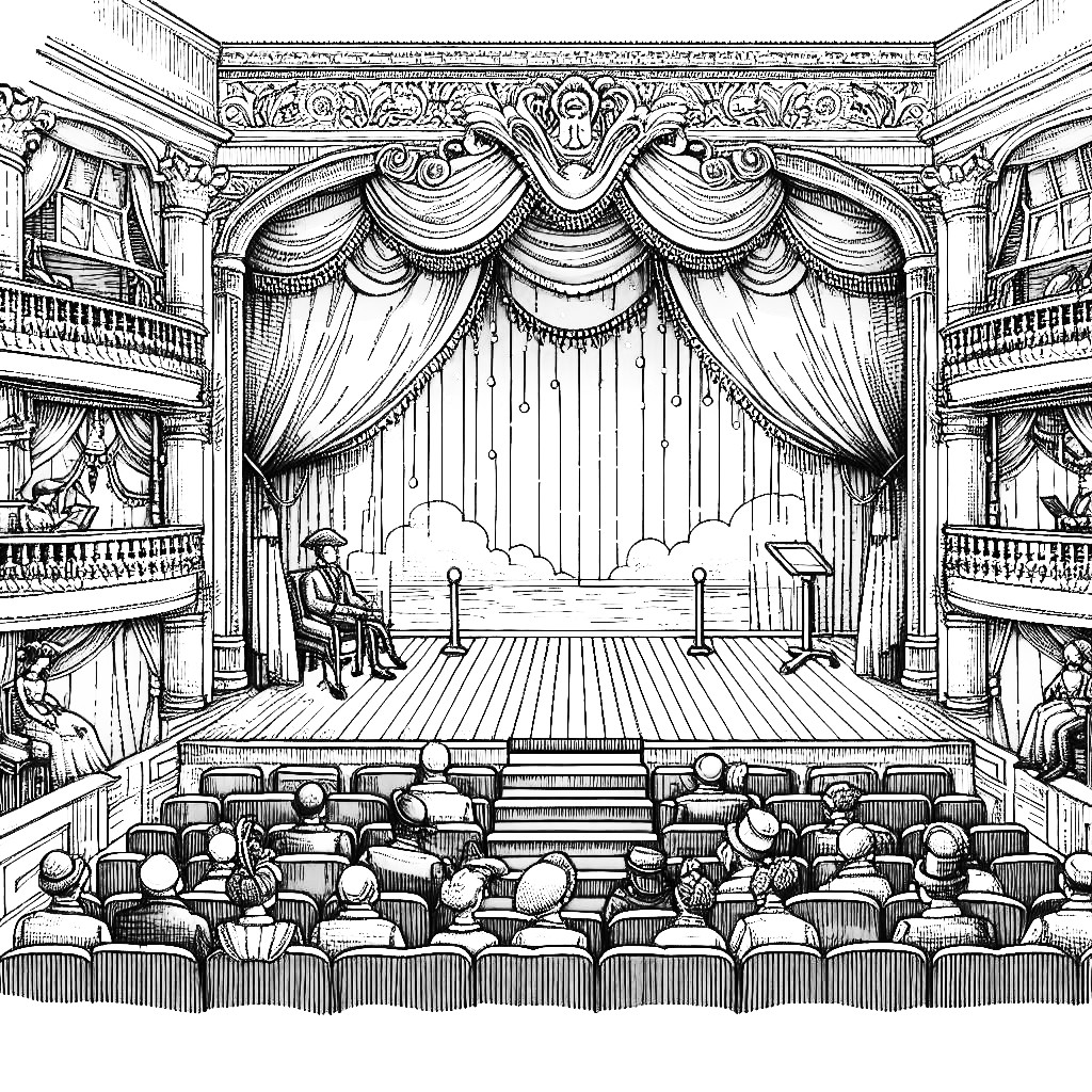 Theater Stage 🎭🎬🎥 Coloring Page