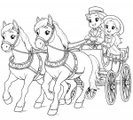 2 Horses Pulling Carriage with Boy and Girl 🐴🚜🌳