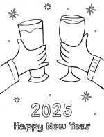 Happy New Year 2025 Toast Beer and Wine Glass 🍻🥂🎉🎆🍷