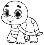 Adorable Baby Turtle Smiling in Cute Cartoon Style 🐢😊