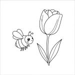 Adorable Bee Flying Towards Tulip Flower 🐝🌷🌼