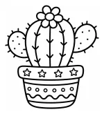 Adorable Cactus with Flower in Pot with Stars 🌵🌼✨