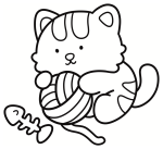 Adorable Cat Playing with Yarn Ball and Fish Bone 🐱🎾🐟