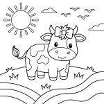 Adorable Cow with Bow on Head in Green Field 🐄🌿🌞
