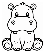 Adorable Cute Hippo Sitting with a Friendly Face 🦛💖😊