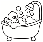 Adorable Duckling in Bathtub with Bubbles and Shower 🦆🛁💦
