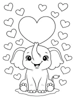 Adorable Elephant with Heart and Love Hearts Around 🐘💖💕