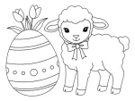 Adorable Lamb with Easter Egg and Tulips 🐑🌷🥚