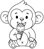 Adorable Monkey Enjoying Ice Cream with Big Smile 🐒🍦😊