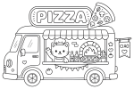 Adorable Pizza Food Truck with Cat Chef and Italian Flavor 🐱🍕🚐