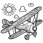 Airplane Flying with Sun and Clouds 🛩️☀️☁️