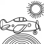 Airplane Flying with Sun and Rainbow 🛩️☀️🌈