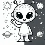 Alien with Planets and Stars 👽🌌⭐