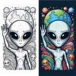 Alien Waving with Planet Earth in Background 👽🌏