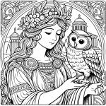 Athena Greek Goddess with Owl and Decoration 🦉🎨