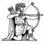 Greek God Apollo Kneeling and Aiming Bow and Arrow 🏹🎯