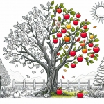 Apple 🍎 Tree in 3 Seasons Combined Spring Summer Fall 🌳🍎🌸🌞🍂