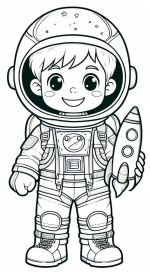 Boy Dressed as Astronaut in Suit Smiling and Holding Toy Rocket 🌌🚀👨‍🚀