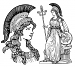 Athena Greek Goddess with Lance and Aegis Round Shield ✨🛡️