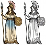 Athena Greek Goddess with Round Shield 🎨🛡️