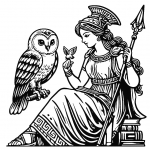 Athena Greek Goddess with Owl 🎨🦉