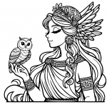 Athena Greek Goddess with Owl 🎨🦉