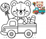 Teddy Bear on Toy Truck with Candy 🧸🚚🍭