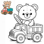 Teddy Bear on Toy Truck with Colorful Pencil 🧸🚚🌈🖍️