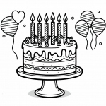 Birthday Cake with 6 Candles and Balloons 🎂🕯️🎈