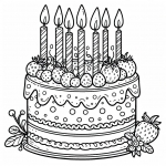 Birthday Cake with 7 Candles and Balloons 🎂🕯️🎈