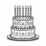Birthday Cake with Seven Candles, Flags, and a Balloon 🎂🕯️🎏🎈