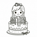 Birthday Cake with Candles and Girl 🎂🕯️👧