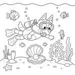 Bluey Diving Underwater with Sea Friends 🌊🐠🐚