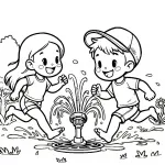 Boy and GIrl Playing Water Sprinkler in Summer ☀️💧👦👧