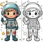 Boy in Astronaut Suit Peace Sign 🚀👨‍🚀🌌