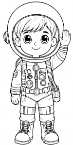 Boy Dressed as Astronaut Waving 🌠👨‍🚀🚀