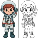 Boy Dressed as Astronaut Waving 🌠👨‍🚀🚀