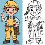 Boy Mechanic Worker Holding Finger Up 🔧👨‍🔧🚗