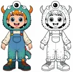 Boy in Monster Suit for Carnival with  Eyes 🎭👹🎉