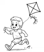 Boy Playing with Kite Running 🌬️🌞😄