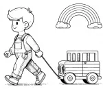 Boy Pulling a Wooden Toy Truck with Rainbow 🌈🧒🚚